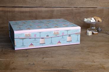 Stabile Box mit Tortenmotiv rosa hellblau